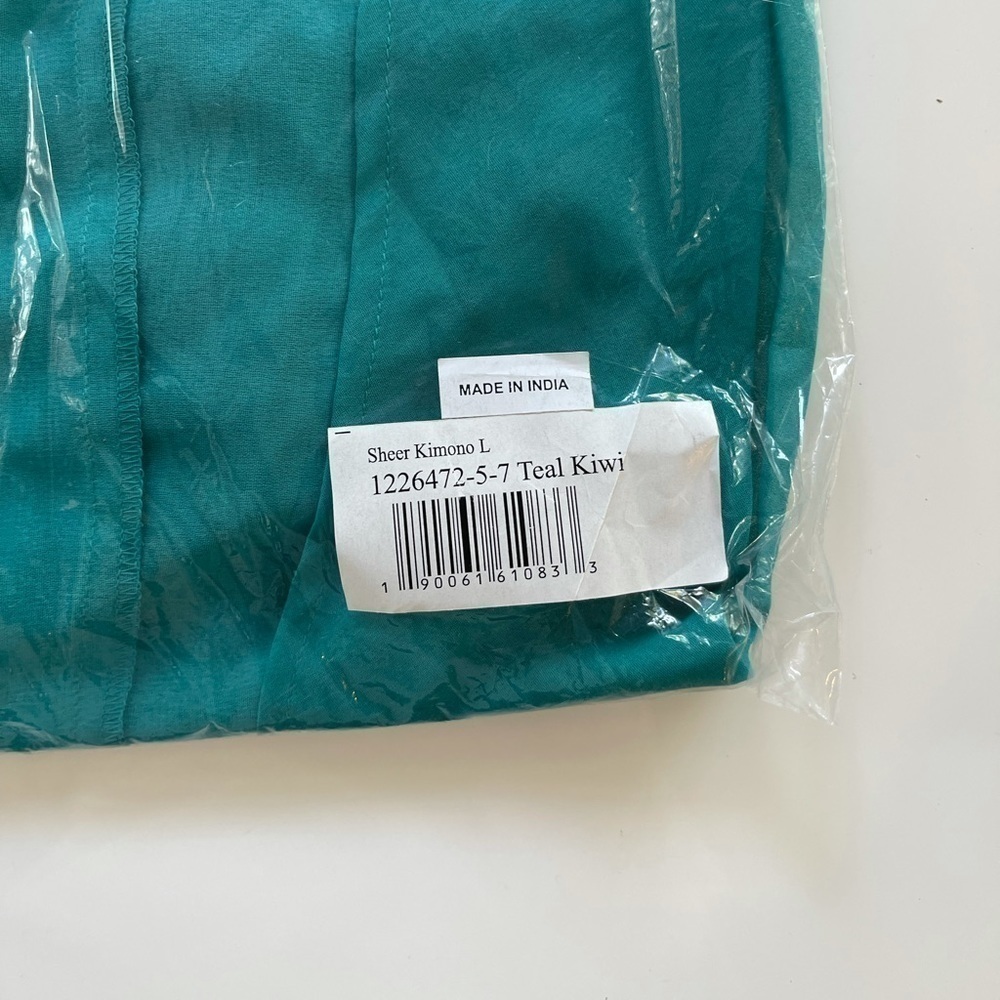 K. Jordan Sheer Kimono Teal/Kiwi - L - Picture 4 of 4